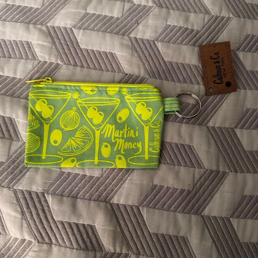 Lime green martini money small pouch
